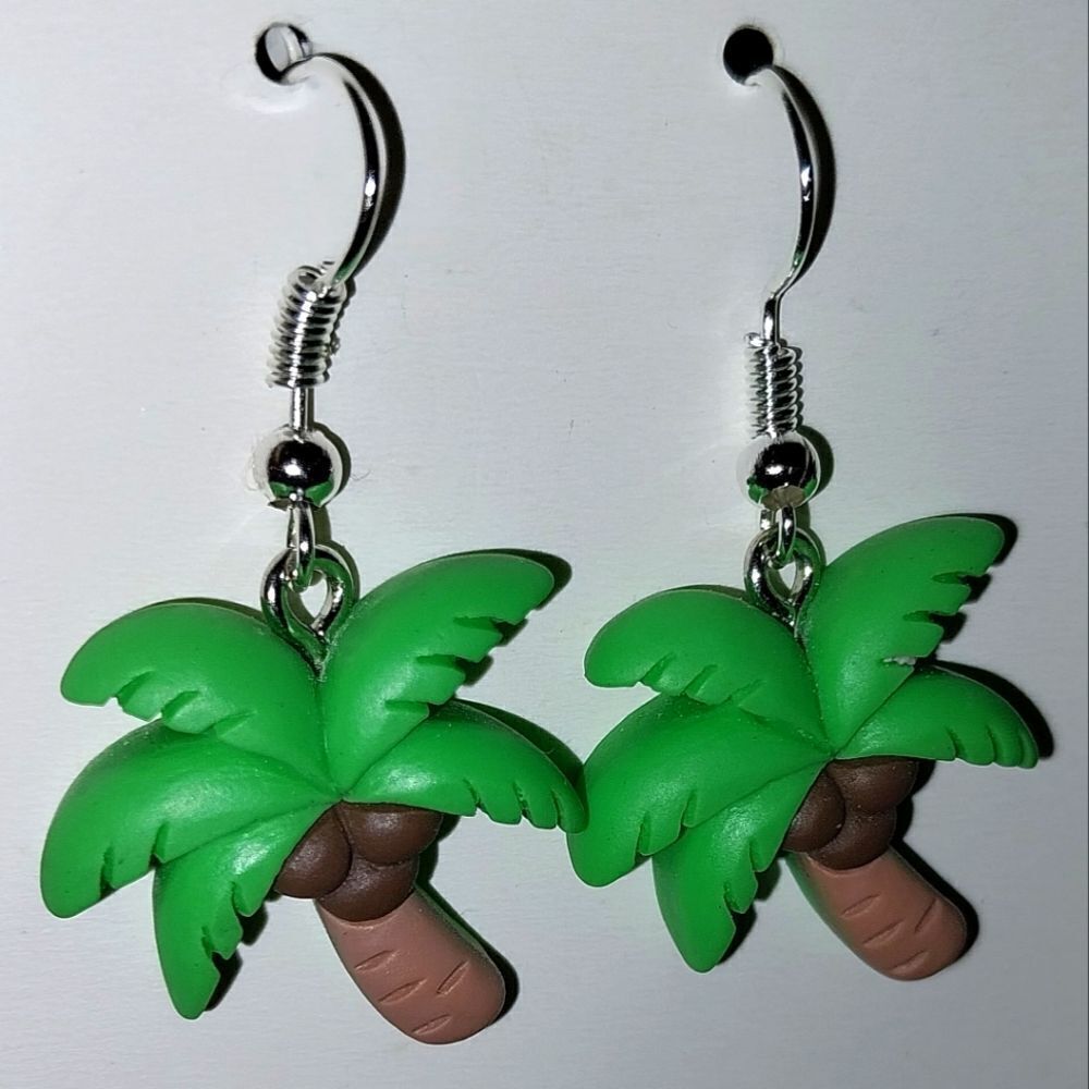 Green Palm Tree Super Cute, Colorful, Fun Earrings For Adults And Kids - Picture 6 of 6